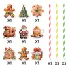 Decoración Navideña de Amazon Toppers de Paja Temática de Hombre de Jengibre Suministros para Decoración de Fiesta Navideña de Invierno