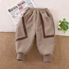Calças de Inverno Forradas com Fleece para Meninos de 1 a 3 Anos, Calças de Moletom Outono e Inverno para Crianças Pequenas, Calças Casuais Forradas com Fleece para Crianças