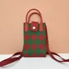 Nova Bolsa de Celular de Tricô Fofa Cartoon de Um Ombro para Mulheres Xadrez de Natal Versátil Bolsa Transversal