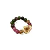 Anillo de Calabaza de Turmalina con Cuentas para Mujer, Estilo Año Nuevo Otoño/Invierno 2026, Anillo para Dedo Índice, Diseño de Nicho, Sensación de Alta Gama
