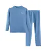 Nova coleção outono e inverno: conjunto de roupa íntima térmica estiloso, com gola alta parcial, espesso, unissex e de alta qualidade para crianças maiores e bebês