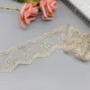 Ribete de encaje bordado con malla, decoración floral con hilo dorado para vestidos de novia, Hanfu, ribete para vestido Lolita, accesorios decorativos, encaje