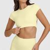 Verão Sexy Sem Costas Top Esportivo Feminino Bojo Almofadado Costas Bonitas Roupa de Yoga Manga Curta Roupa de Fitness Pilates T-shirt Curta