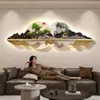 Pintura Decorativa para Sala de Estar Modelo Nuevo 2026 con Paisaje de Montaña para Pared de Fondo de Sofá, Pintura Colgante para Sala de Té y Estudio, Pintura con Luz de Atmósfera LED