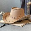 Sombrero de vaquero occidental para mujer, Sombrero de verano para exteriores con protección solar, Sombrero de caballero viajero, Sombrero de jazz de ala ancha Xizang para hombre