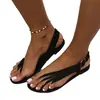 Sandalias Nuevas de Verano Estilo Europeo y Americano Punta Redonda Chanclas con Hebilla para Mujer Planas Laterales Huecas Talla Grande Sandalias de Moda 43