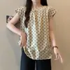 Tiro Real Talla Grande Mujer Chica Gordita Holgado Manga Corta Volante Transpirable Camiseta Mujer Todo Fósforo Adelgazante Cuello Redondo Elegante Top para Mujer