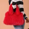 Bolsa Peluda de Mão para Mulheres no Outono e Inverno Nova Bolsa de Mão Peluda de Luxo Nicho Bolsa de Pelúcia Bolsa Pequena de Mão
