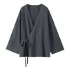 2025 Ropa Femenina Europea y Americana Fengchun Decoración de Lazo Lateral Abrigo Kimono 6046 6045