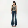 Jeans acampanados de cintura baja estilo retro americano para chicas sexys, corte ajustado, ligeramente elásticos, versátiles, pantalones largos, disponibles para envío directo