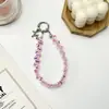 Corrente de Celular Artesanal com Contas de Cristal para Mulheres, Celebriedade da Internet, Porta-Chaves Exquisito e de Alta Qualidade, Cordão Curto para Pendurar no Pulso do Celular