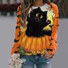 2022 nova série engraçada de Halloween cor combinando Amazon popular feminina estampada de manga comprida fábrica de camisetas atacado