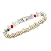 Pulsera de Joyería de Trébol de Cuatro Hojas con Incrustaciones de Diamantes Magnéticos para Mujeres Transfronteriza, Aleación Ecológica de Lujo Ligero, Pulsera Desmontable y Ajustable
