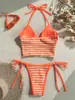 2026 Nuevo Bikini Rayado Sexy Chica Caliente Toalla Rayada Traje de Baño de Dos Piezas Comercio Exterior Transfronterizo