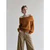 Otoño 2026 Nuevo Estilo Coreano Moda Versátil Un Hombro Tejido de Canalé Estilo Perezoso Suave y Cómodo Prendas de Punto para Mujer