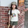 Camiseta Aimo Beibei Infantil da Moda de Manga Curta para Meninas, Verão 2026, 100% Algodão, Respirável, Confortável, Corte Justo, Estilo Curto