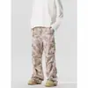 Pantalones Cargo de Paracaidista Rectos Acampanados Camuflaje Vintage Lavado Retro Americano Sueltos Casuales Largos Modernos