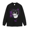 Camiseta lavada preta desgastada com estampa de personagem, corte solto, plus size, tecido pesado, top de verão anime, comércio exterior