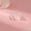 Brincos de Prata Pura S999 Laço Coração Zircônia Estilo Coreano Doce Princesa Frescos Amigáveis à Pele Brincos de Nicho Atacado