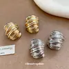 Pendientes de botón con patrón geométrico nuevo transfronterizos europeos y americanos, pendientes de estilo metálico, diseño de nicho, pendientes de tendencia de moda individual, accesorios para pendientes