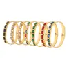 Pulsera Cuadrada de Acero Inoxidable con Piedras de Vidrio de Colores Diseño de Nicho Ins Joyería Moderna Genial Europea y Americana Chapada en Oro de 18K Que No Se Desvanece