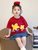 Camiseta Manga Curta para Meninas 2025 Novas Roupas de Verão para Crianças Estilo Verão Super Bonita t Bebê Menina Manga Meia Moda Tops