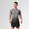 Camiseta Deportiva de Verano para Hombre con Cuello Redondo, Manga Corta, Color Degradado, Tejido de Seda de Leche, Secado Rápido, Estampado Digital, Marca de Moda para Hombre