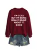 Estou com frio, mas sou um moletom feminino casual, da moda e estiloso na Amazon, eBay e sites independentes