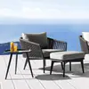 Sofá de exterior, patio, jardín, balcón, ocio al aire libre, juego de sofá de mimbre y mesa de centro, impermeable y resistente al sol, adecuado para casas de huéspedes
