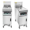 Freidora Eléctrica Comercial Computarizada de un Solo Cilindro Doble Cilindro Vertical con Filtro Automático Equipo para Freír Hamburguesas Pollo Frito Papas