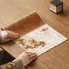 Tapete de Chá Folha de Lótus Residual Couro Sintético Impermeável e Durável Tecido Jacquard Tapete de Mesa de Chá Dupla Face Novo Tapete de Mesa de Chá Chinês