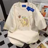 Camiseta Divertida de Manga Corta con Estampado de Frutas de Verano 2026 para Mujer, Algodón Puro Estilo Americano Top de Dibujos Animados Estilo Campus para Hombre