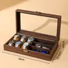 Caja de almacenamiento de relojes personalizada, caja de reloj de cuero con veta de madera al tacto, caja de embalaje para relojes, caja de exhibición de relojes de madera maciza
