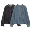 Z Estilo Europeu e Americano Transfronteiriço 2026 Nova Moda Feminina Atacado Camisa Jeans com Cinto Franzido 1263620