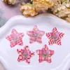 Rojo Dulce Rejillas Ramo Estrella de Cinco Puntas Acrílico Impresión DIY Collar Pin Lateral Pasador Accesorios para Pasador