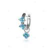 Flores do Riacho Nebuloso: Estilo Luxo Minimalista Flor Pequena de Quatro Pontos Inlay de Cobre Zircônia Alfinete Reto Argola Brinco Henson Joias para Piercing