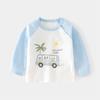 Roupas de Outono para Bebê Roupa Íntima de Algodão Estampada para Bebê Suéter de Algodão Desenho Animado Roupa Base de Primavera e Outono para Crianças Camiseta com Abertura nos Ombros para Crianças