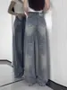 Jeans de Pierna Ancha para Mujer, Primavera, Cintura Alta, Corte Holgado, Versátiles, Caída Suave, Largo Hasta el Suelo, No Ajustados, Ligeramente Acampanados, Estilo Delgado de Verano