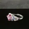Anel Quadrado Gelo Flor Cortado Diamante de Alto Carbono S925 Clássico Luxo Leve Feminino Moda Commuting Micro-incrustado Anel Uso Diário