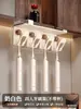 Portacepillos de dientes estilo vintage, instalación sin taladro, para baño, debajo del gabinete del espejo, colgado invertido para vaso de enjuague bucal y estante de almacenamiento de cepillos de dientes