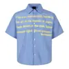 Camisa de Manga Corta a Cuadros con Estampado de Letras Estilo Callejero Americano para Hombre, Estilo Vacaciones de Verano, Camisa Versátil Casual Holgada para Hombres y Mujeres