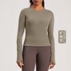 Athena Lulu Nova Lã Roupa de Yoga Feminina Merino Gola Redonda Nude Slim Manga Longa Camiseta Top Fitness
