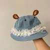 Sombrero de bebé de dibujos animados para niños, sombrero de pescador, sombrero de bebé para niños y niñas con orejas de animal en 3D, sombrero de sol, sombrero de cubo