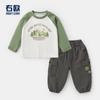 Conjunto de Roupa de Outono para Meninos Camiseta de Manga Longa Calça Comprida Roupa Infantil Camiseta Básica para Crianças Calça Casual para Crianças Tendência Infantil