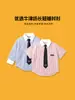 Camisa Nova de Verão de Manga Curta Camisa de Menino Listrada com Costura Manga Curta Blusa de Menina Resistente a Rugas Bonita Combina com Tudo Confortável