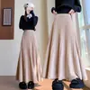 Falda plisada de punto para mujer, nueva colección Otoño/Invierno 2026, de cintura alta, adelgazante, versátil, de longitud media, con dobladillo ancho, tipo paraguas