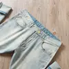 Jeans de Verano Delgados Lavados de Gama Alta para Hombre de Corte Recto Tendencia de Moda Versátiles Retro Azul Claro Pantalones Casuales