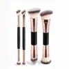 Brocha para Base de Doble Extremo Transfronteriza, Brocha para Rubor, Set de 4 Piezas, Brocha para Contorno de Cerdas Suaves de Tres Colores, Brocha para Difuminar Sombra de Ojos, Herramientas de Belleza