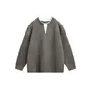 ANSWER ME Suéter Inverno Tendência Simples Retrô Americano Estilo College para Homens, Gola Henley, Tricô Color Block M70