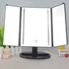 Espelho de mesa LED com toque, espelho de beleza triplo, espelho com luz para maquiagem, luz de maquiagem USB, espelho com luz regulável, atacado